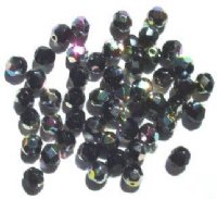 50 6mm Faceted Black Crystal Vitrail Firepolish Beads